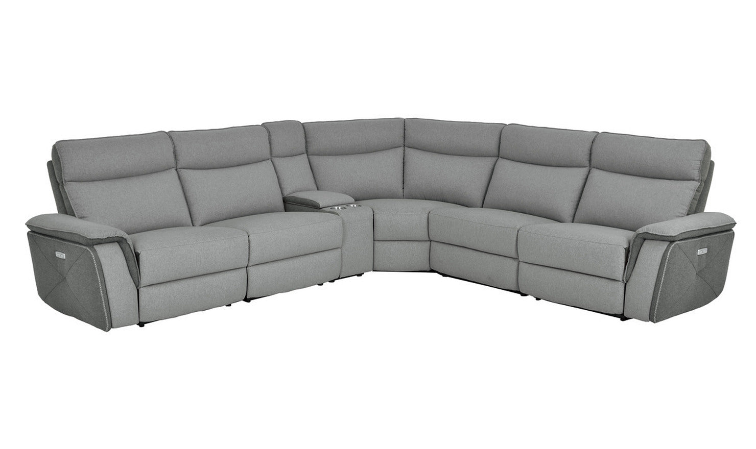 Home Elegance Maroni Power Recliner Sectional with Saddle Arms in Gray