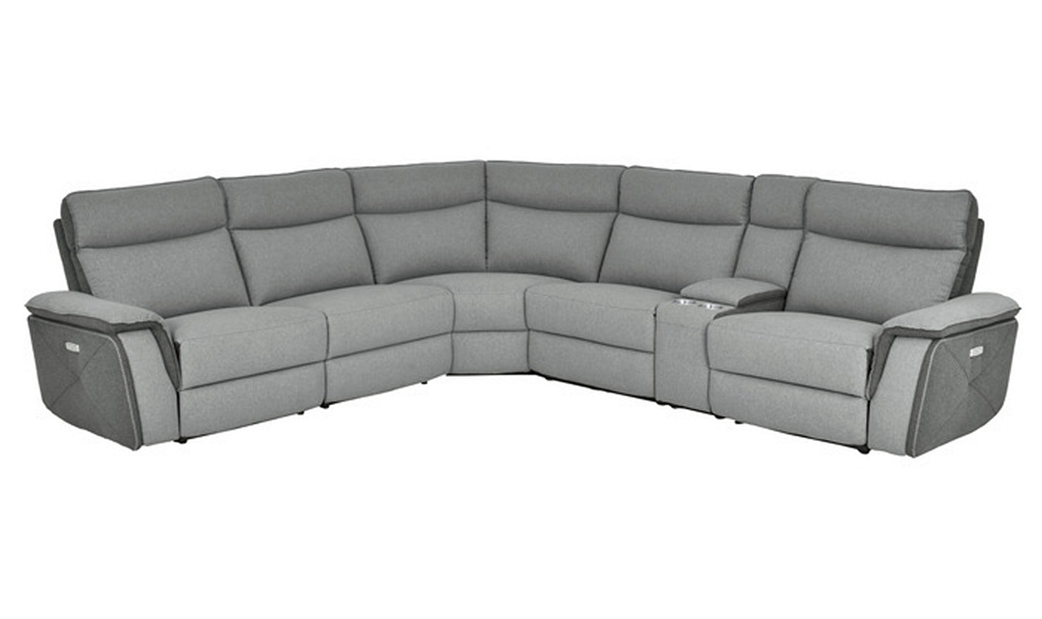 Home Elegance Maroni Power Recliner Sectional with Saddle Arms in Gray