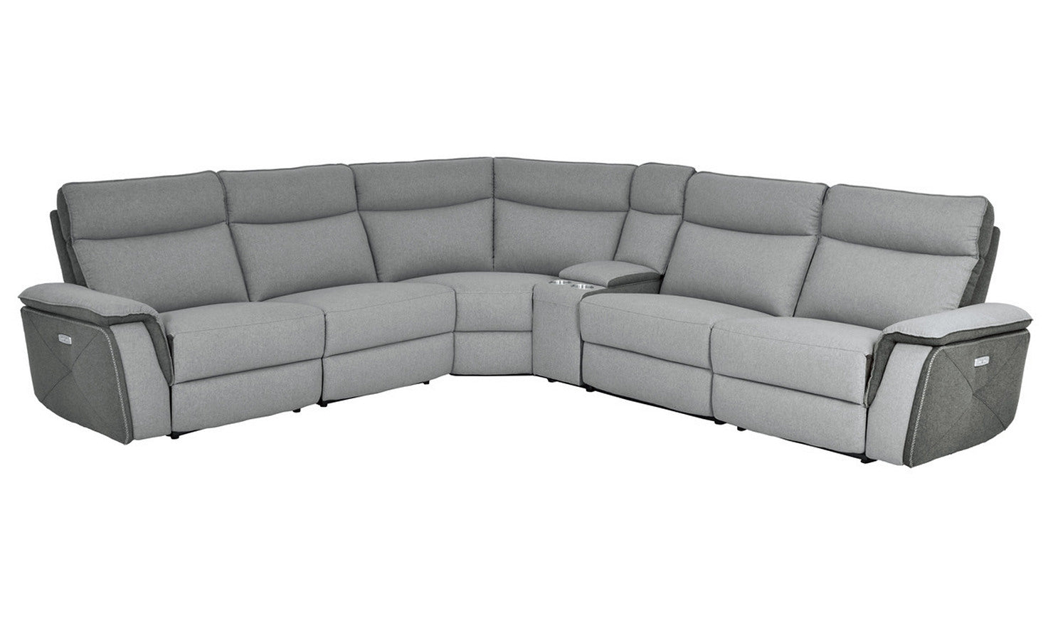 Home Elegance Maroni Power Recliner Sectional with Saddle Arms in Gray