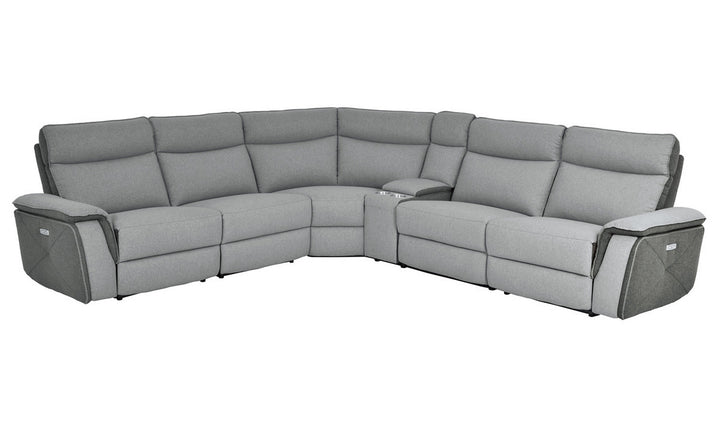 Home Elegance Maroni Power Recliner Sectional with Saddle Arms in Gray