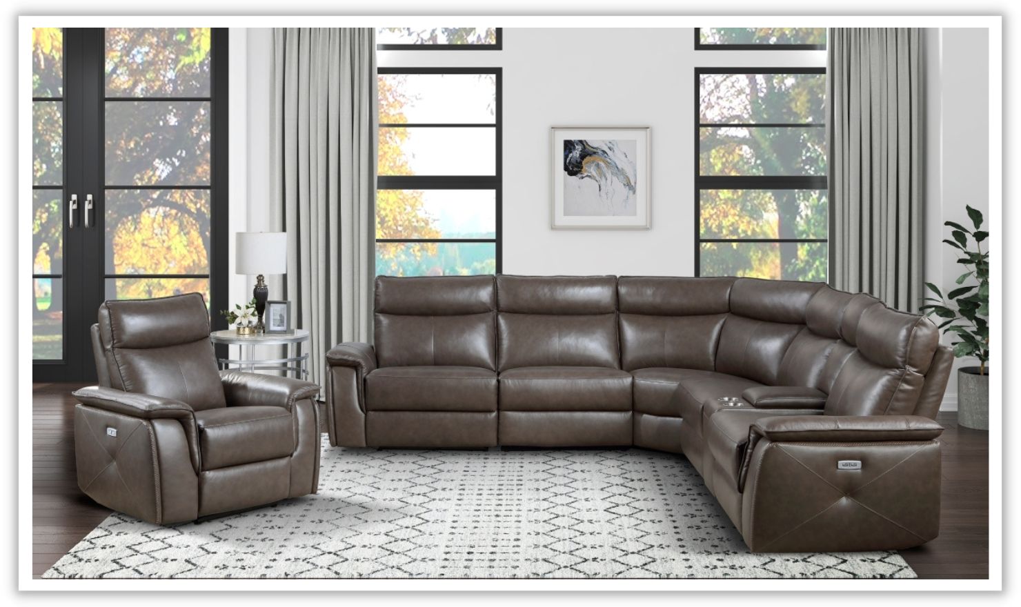 Home Elegance Maroni Leather Power Reclining Chair with USB Port