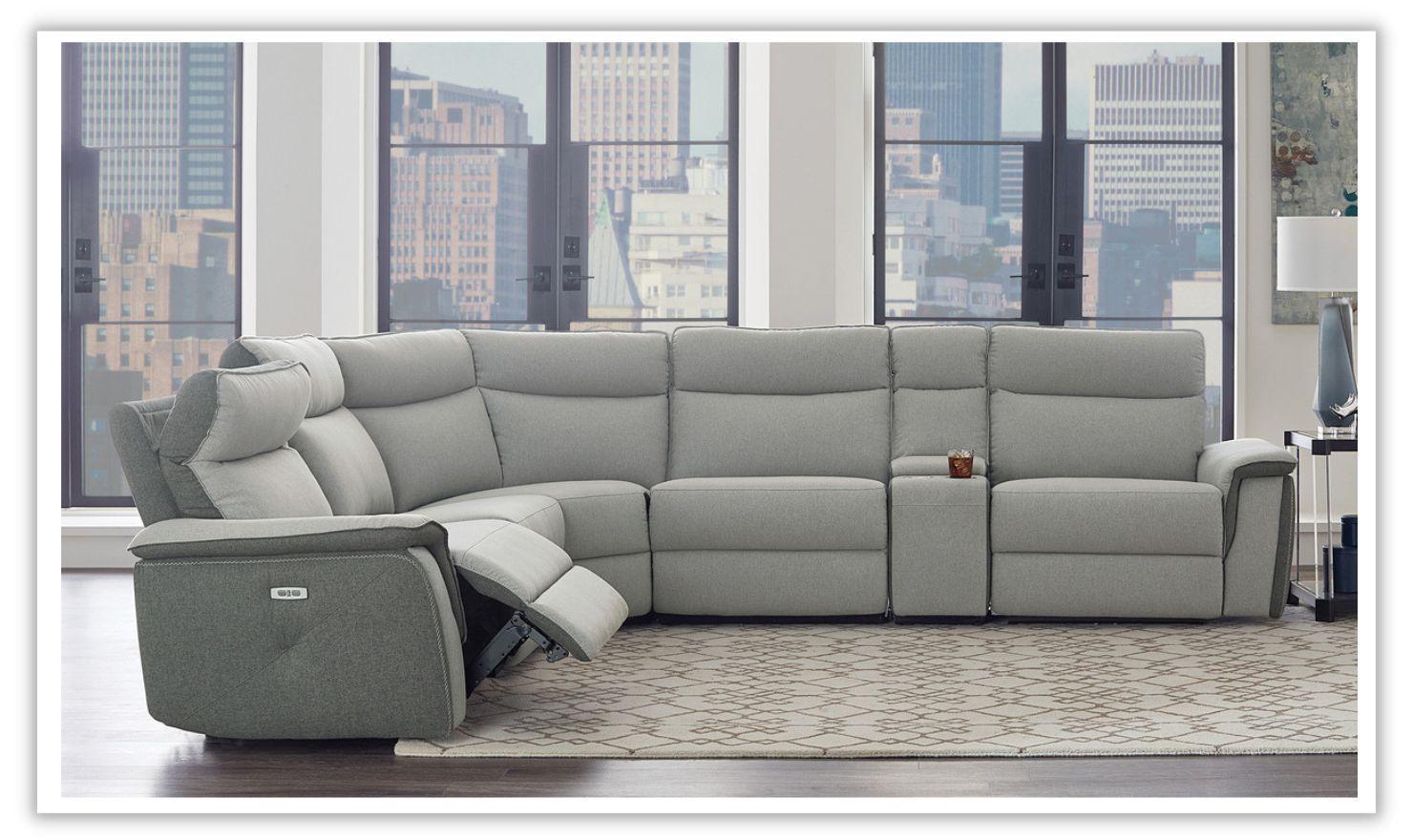 Home Elegance Maroni Power Recliner Sectional with Saddle Arms in Gray