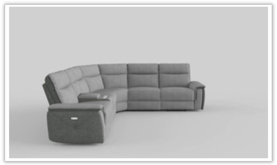 Home Elegance Maroni Power Recliner Sectional with Saddle Arms in Gray