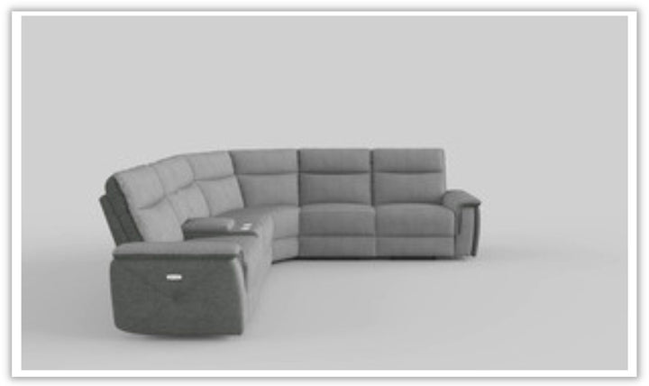 Home Elegance Maroni Power Recliner Sectional with Saddle Arms in Gray