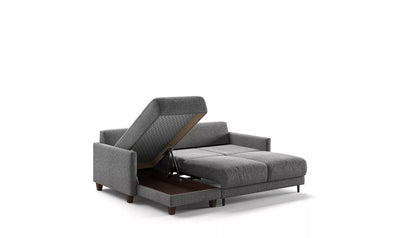 Martta L-shaped Fabric Full Sectional Sleeper Sofa in Gray