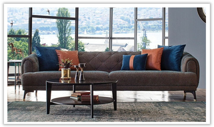 Enza Home Navona 2.5-Seater Tufted Vibrant Fabric Sofa