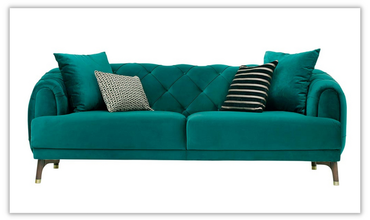 Enza Home Navona 2.5-Seater Tufted Vibrant Fabric Sofa