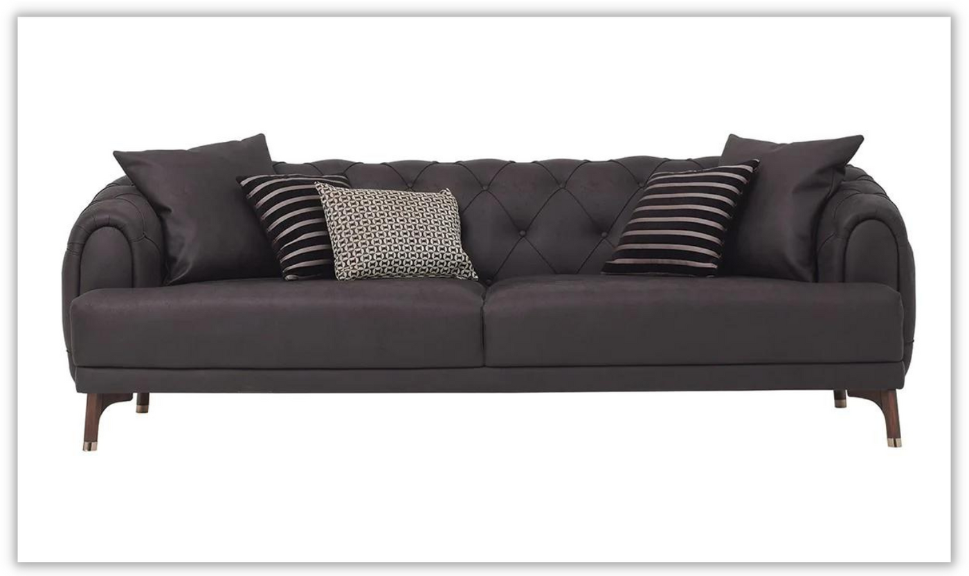 Navona 3 Seater Sofa Bed With Tufted Back In Brown |Jennifer Furniture