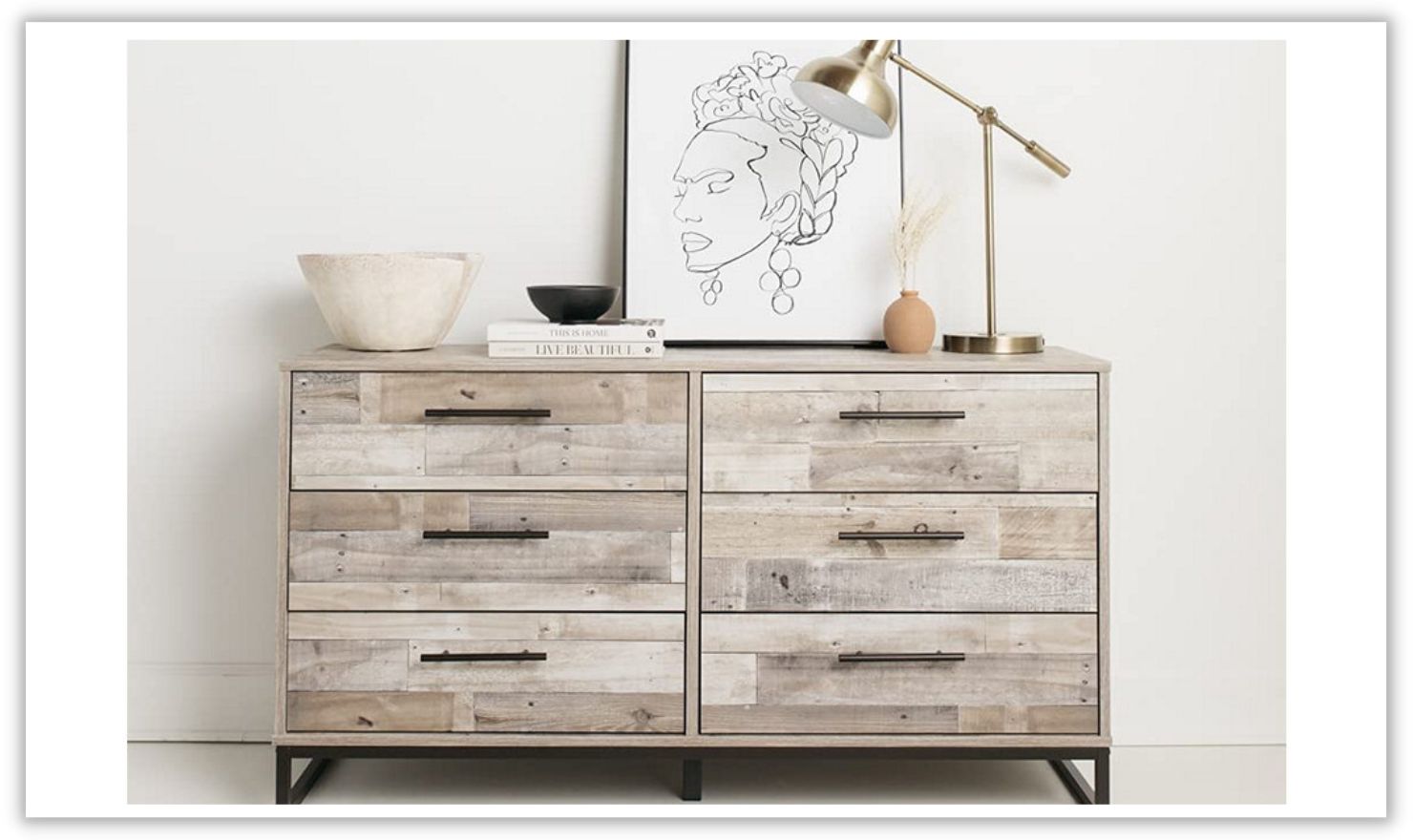 Modern Heritage Neilsville 6 Drawer Wooden Dresser in Brown