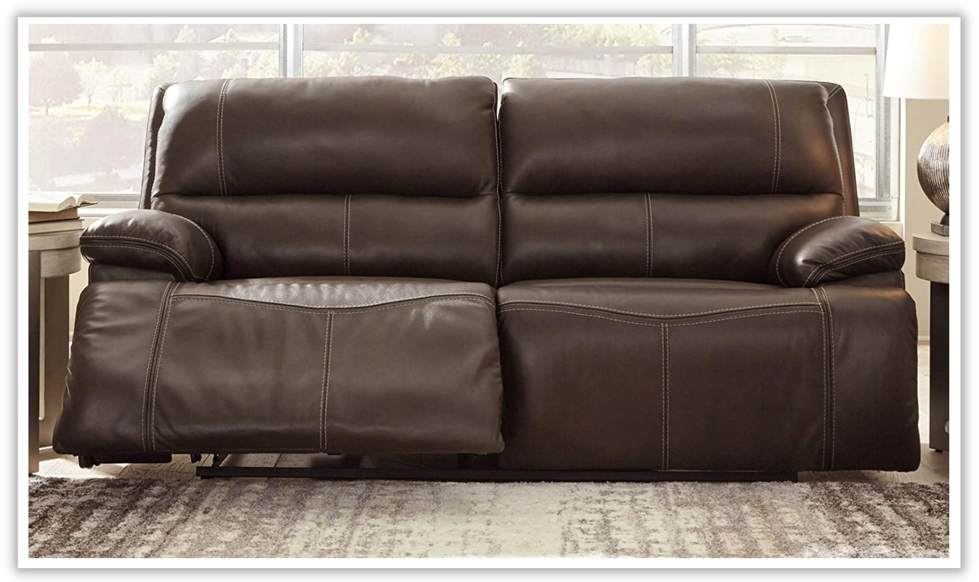 Ricmen 2-seat Leather Motion Sofa with Adjustable Headrest