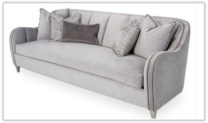 AICO Roxbury Park 3-Seater Velvet Upholstered Sofa in Gray