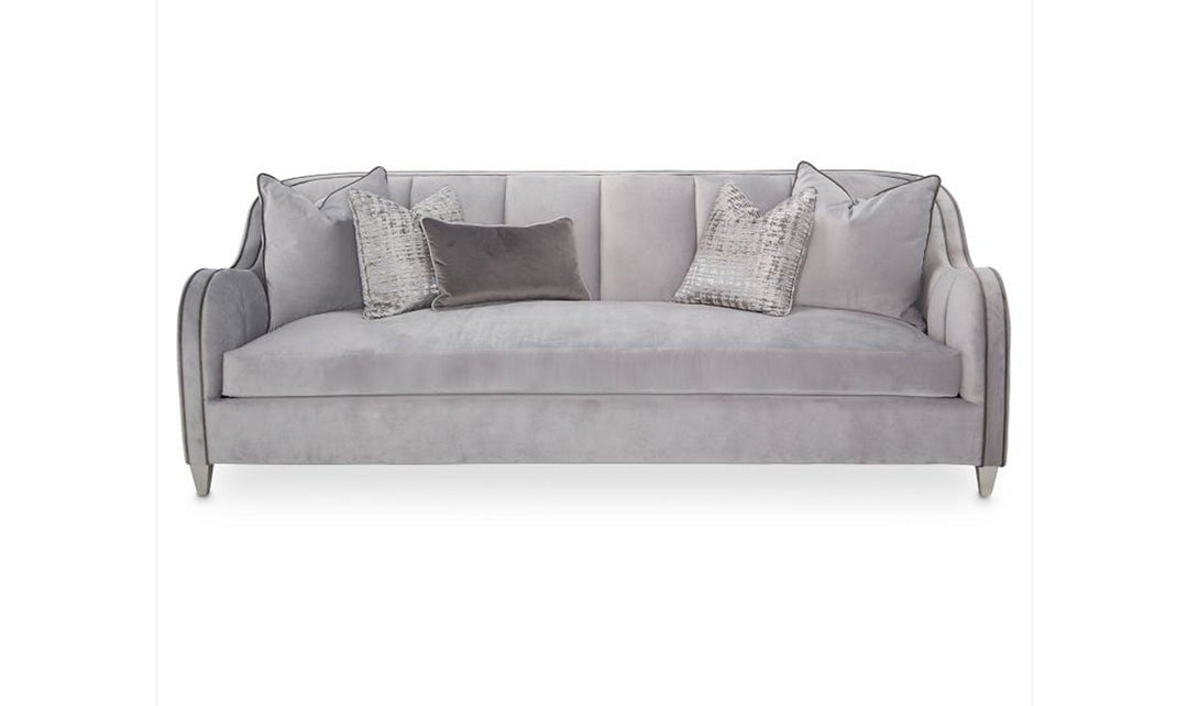 AICO Roxbury Park 3-Seater Velvet Upholstered Sofa in Gray