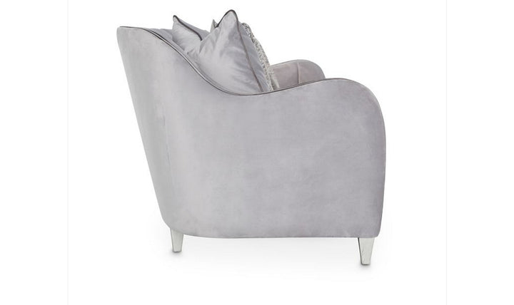 AICO Roxbury Park 3-Seater Velvet Upholstered Sofa in Gray