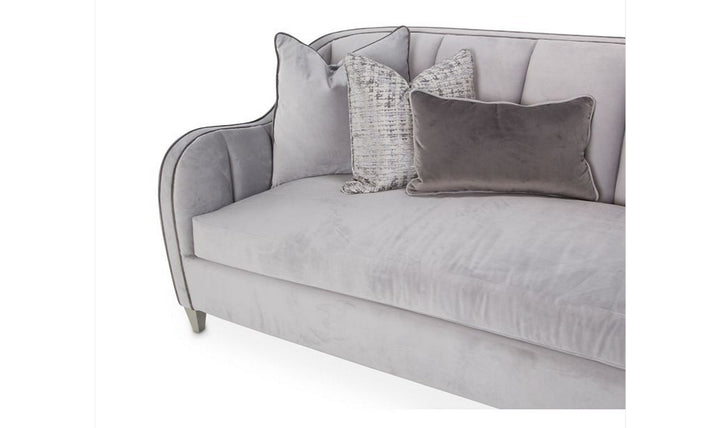 AICO Roxbury Park 3-Seater Velvet Upholstered Sofa in Gray