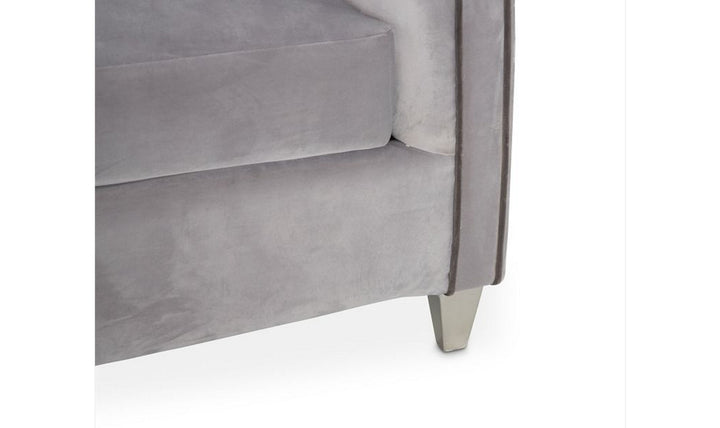 AICO Roxbury Park 3-Seater Velvet Upholstered Sofa in Gray