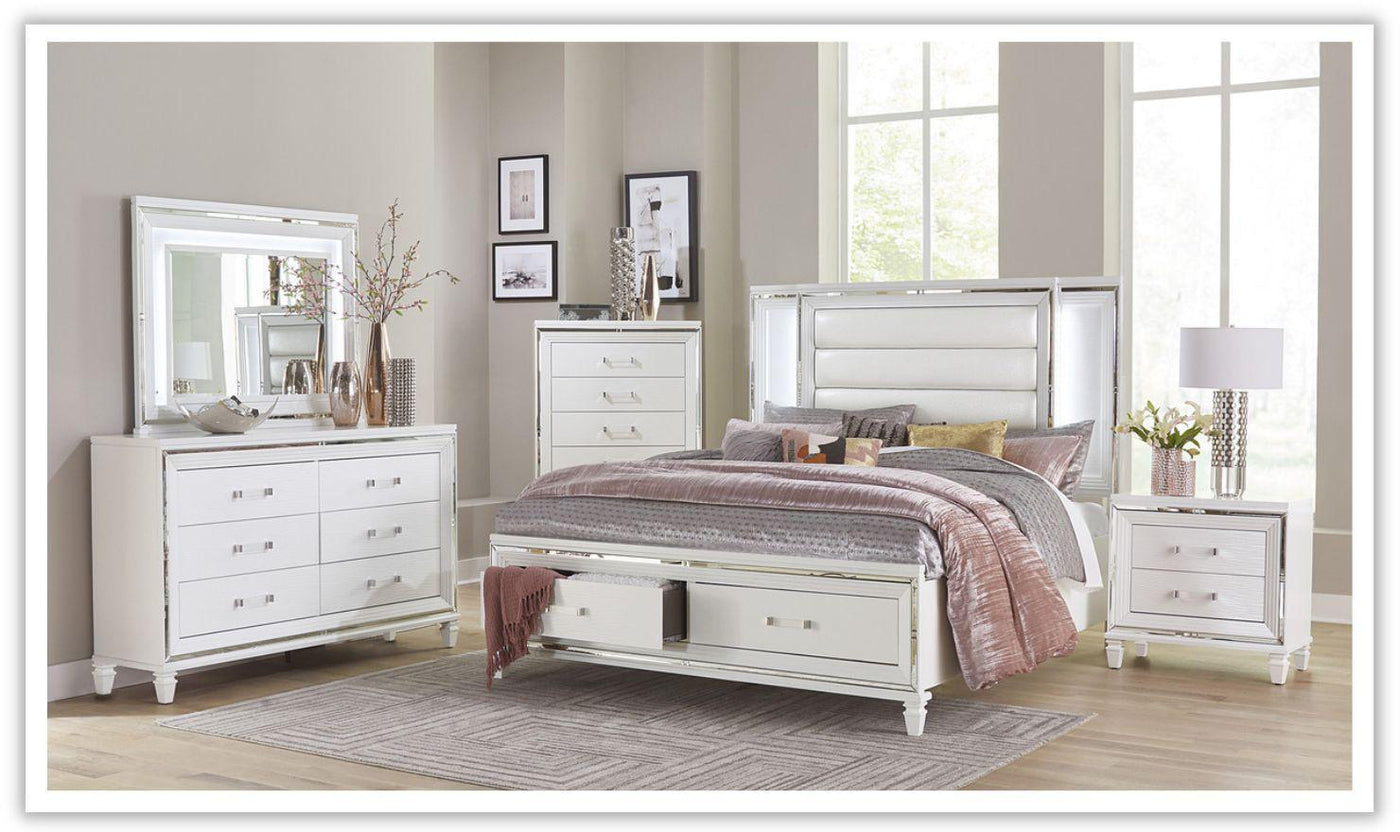Tamsin Wooden Stationary Bedroom Set with LED lights