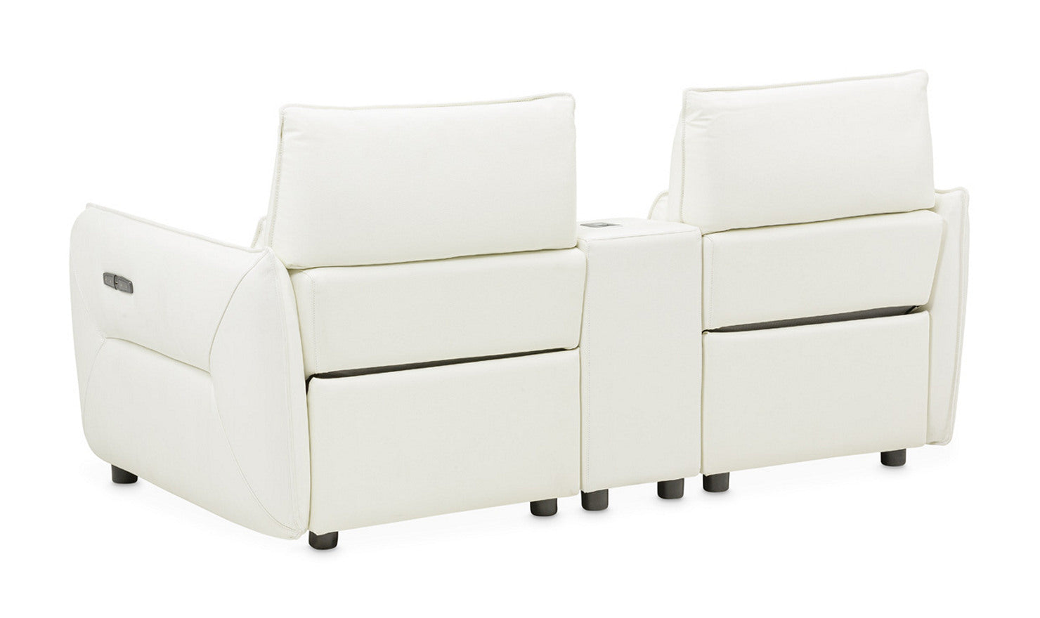 AICO Verona Recessed Arm Leather Power Recliner Loveseat in White