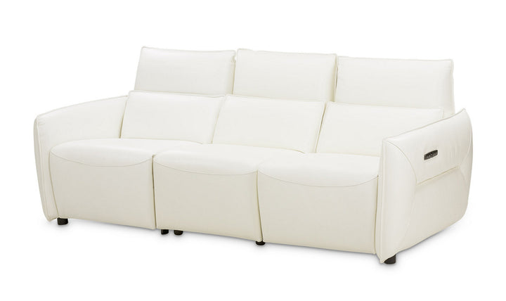 AICO Verona 3-Seater White Leather Power Motion Sofa