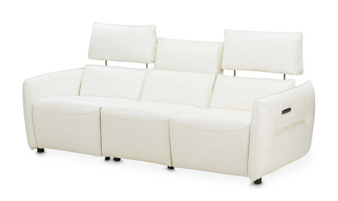 AICO Verona 3-Seater White Leather Power Motion Sofa