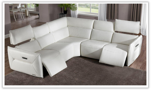 AICO Verona 5 Pieces L-Shape Leather Recliner Sectional in White