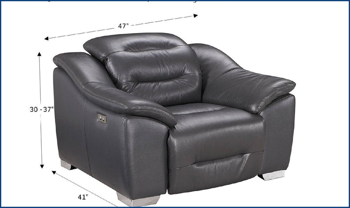 Abram Leather Power Reclining Chair with Adjustable Headrest