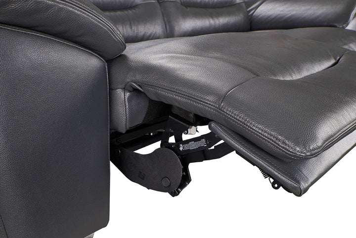 Abram Grey Multiple Cushion Leather Reclining Sofa