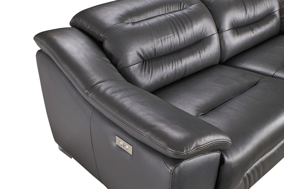 Abram Grey Multiple Cushion Leather Reclining Sofa