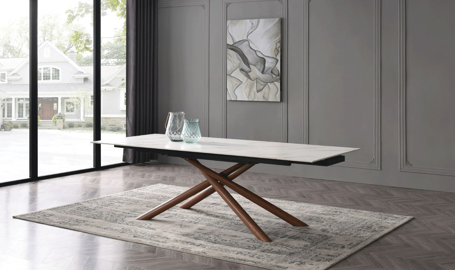ESF Italia Acquire Extendable White Ceramic Top Dining Table