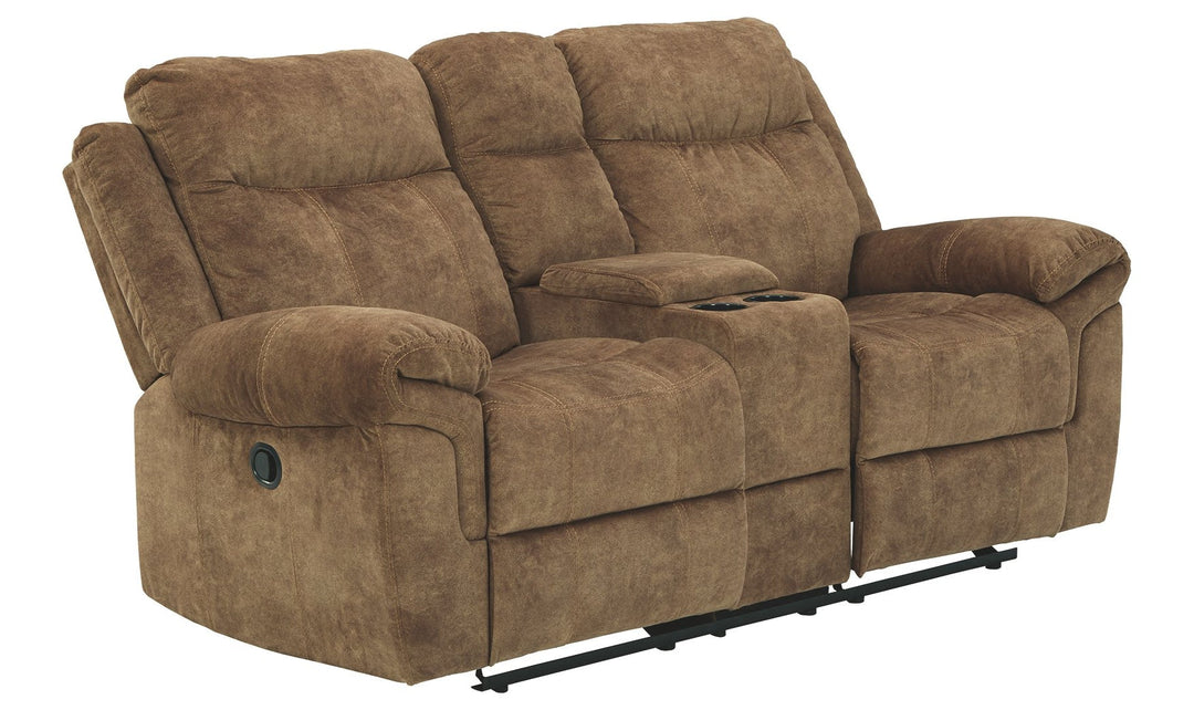 Ademina Reclining Loveseat With Cup Holder Console-Loveseats-Jennifer Furniture