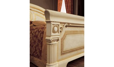 Aida Bed Ivory W/Gold Trim-Beds-Jennifer Furniture
