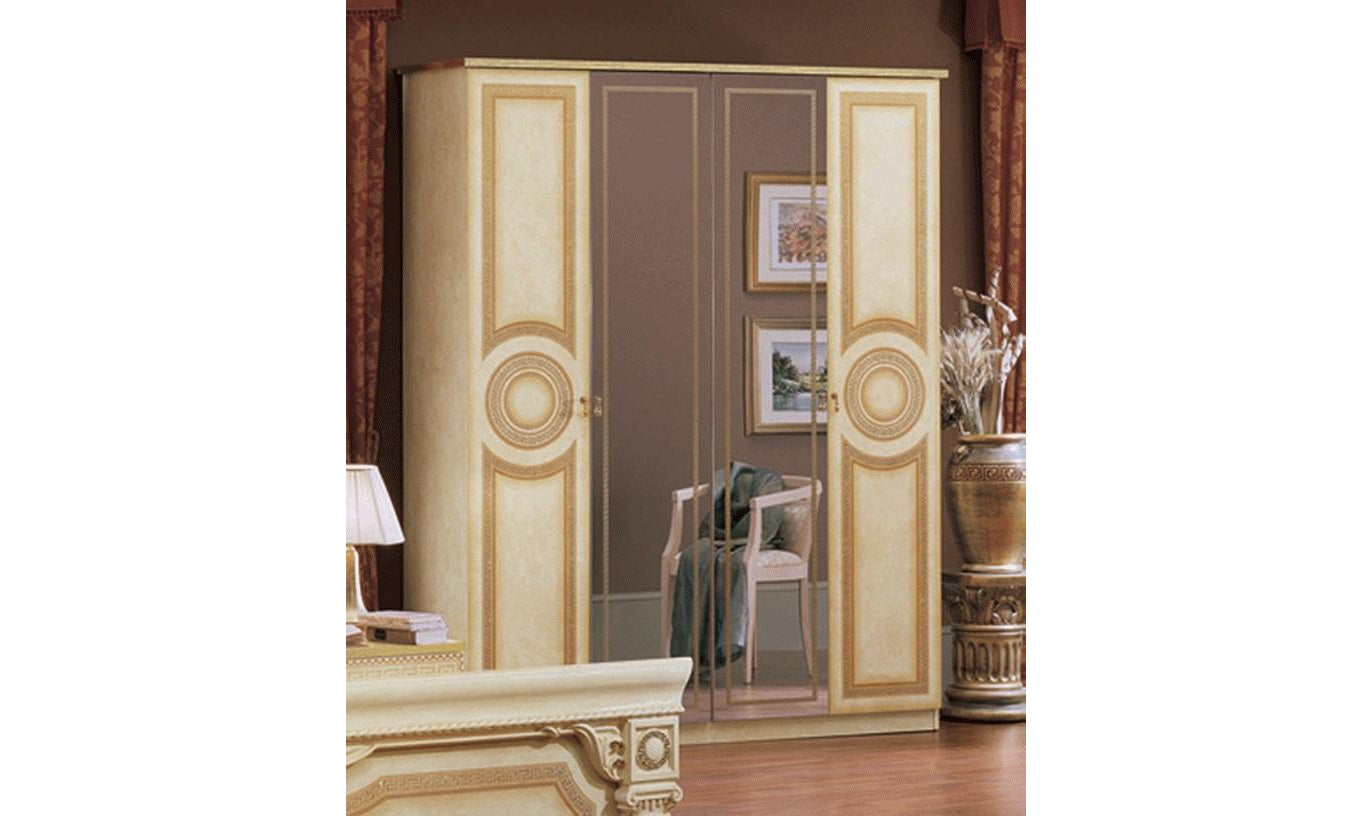 Aida Ivory 4 Door Wardrobe Set-Wardrobes-Jennifer Furniture