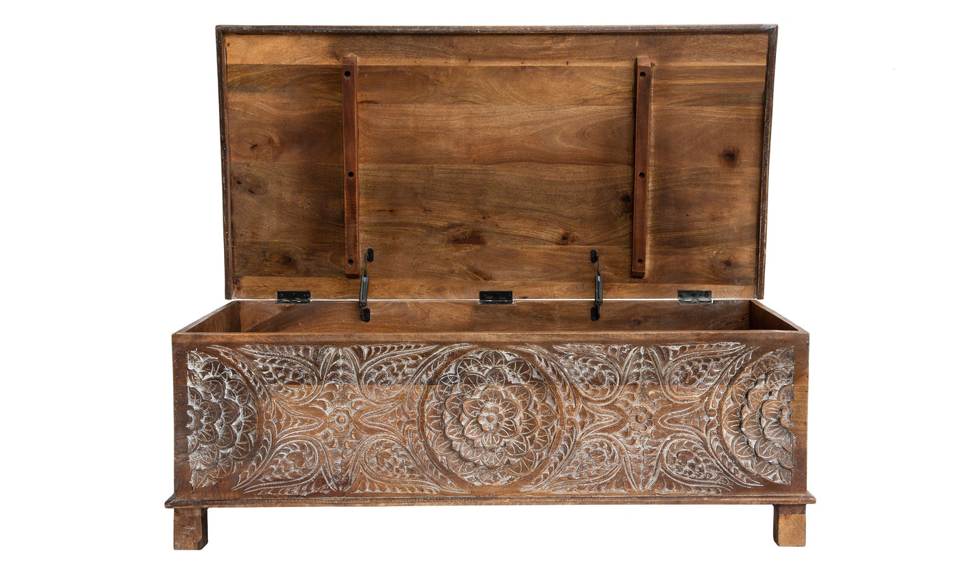 Anglo hand carved trunk-Coffee Tables-Jennifer Furniture