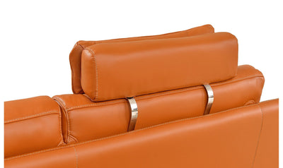 Arrow Modern L-shaped Leather Sectional in Orange