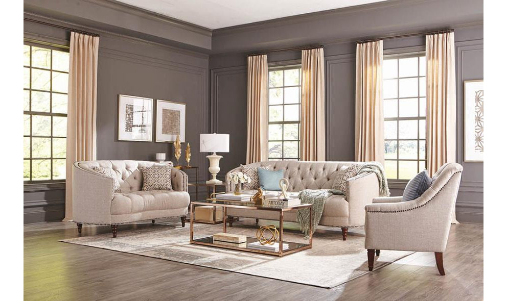 Buy Coaster Avonlea Tufted Velvet Living Room Set in Gray Online