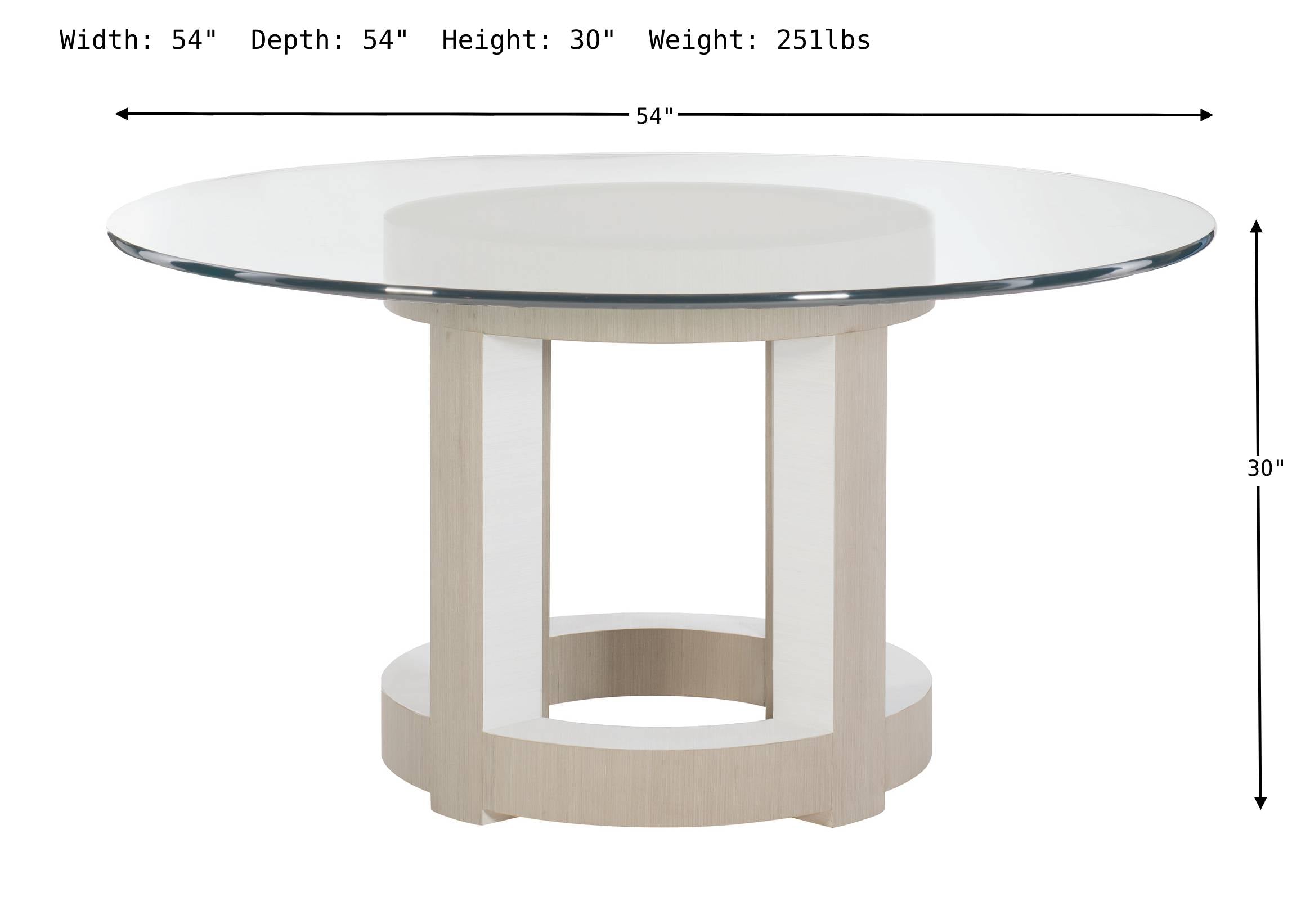 Bernhardt Axiom Round Glass Top Dining Table with Adjustable