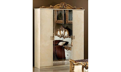Barocco Ivory/gold 4 Door Wardrobe Set-Wardrobes-Jennifer Furniture