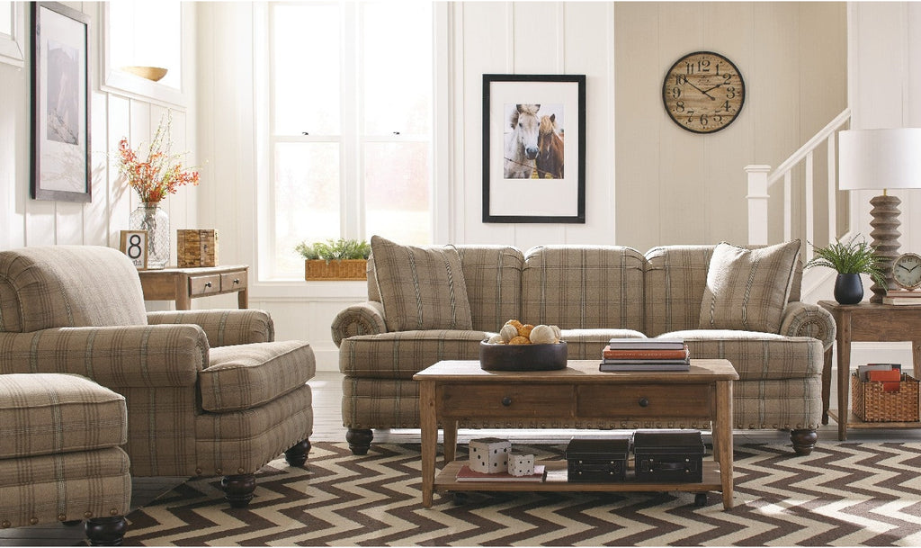 Red Plaid Country Sofa Baci Living Room