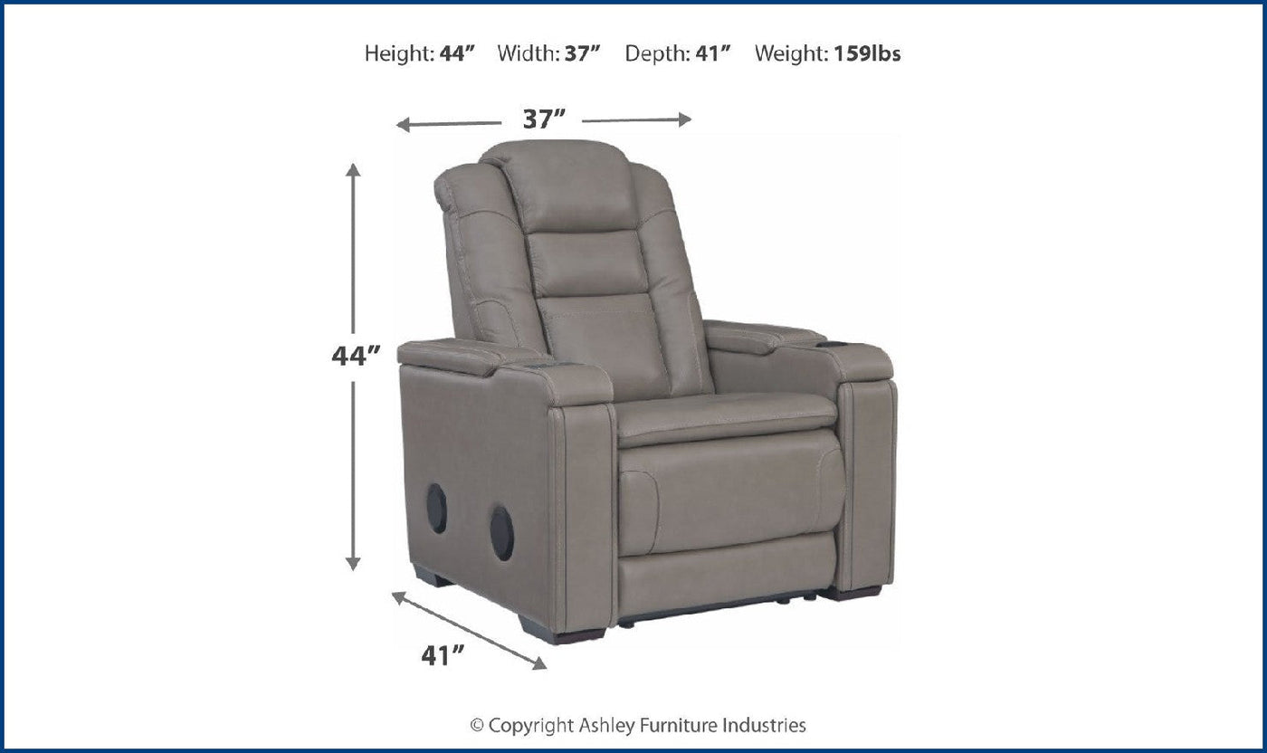 Boerna Power-Reclining Chair with Adjustable Headrest-Recliner Chairs-Jennifer Furniture