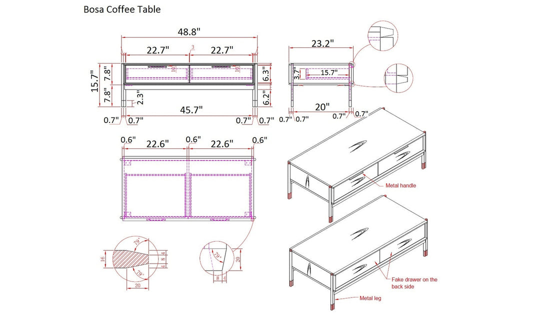 Bosa Coffee Table-Coffee Tables-Jennifer Furniture