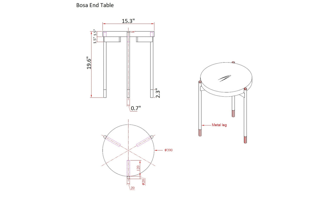 Bosa End Table-End Tables-Jennifer Furniture