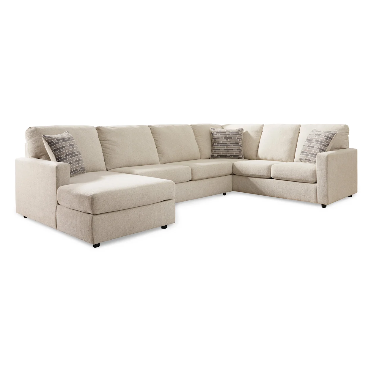 Modern Heritage Edenfield 3-Piece U-Shape Fabric Sectional with Chaise