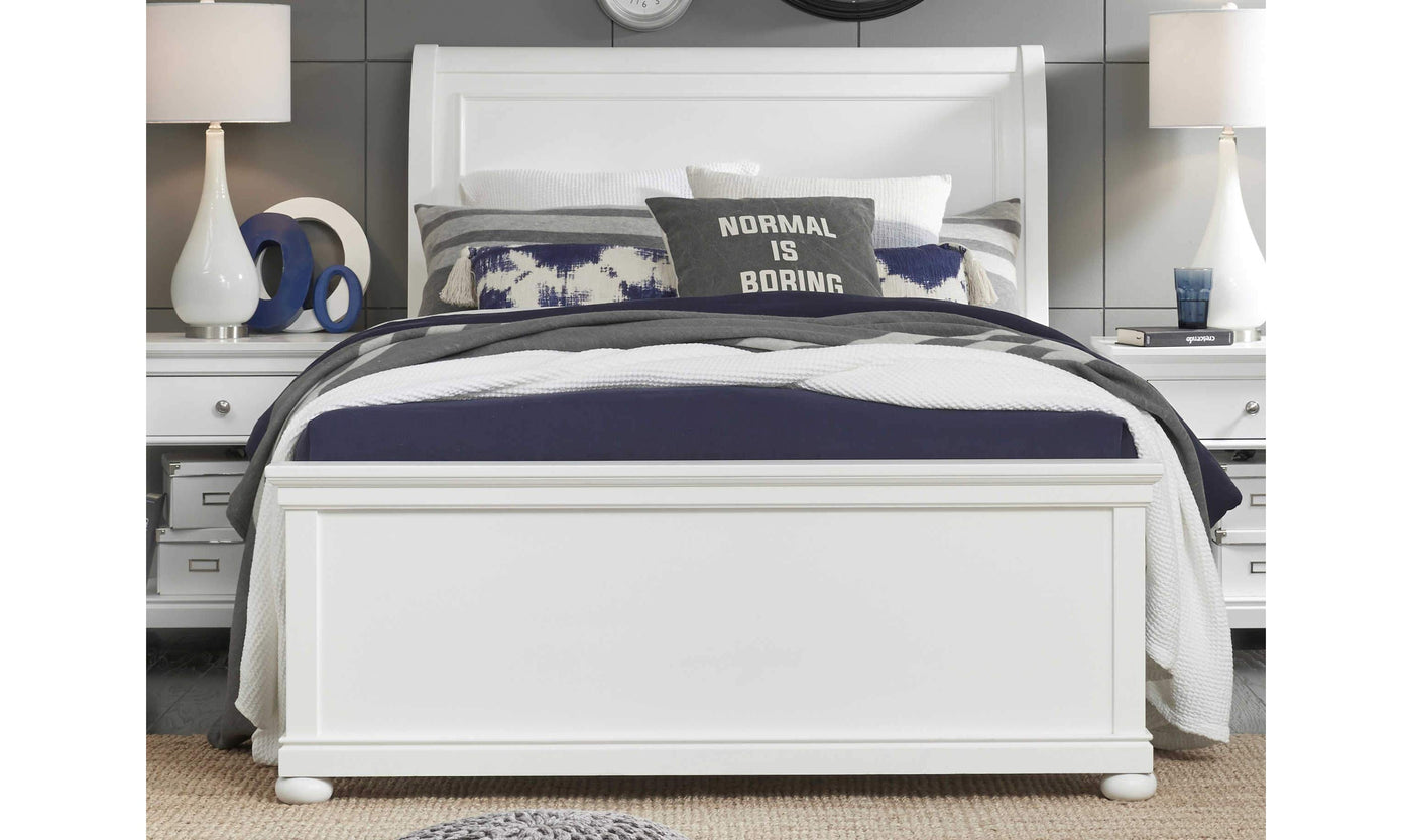 Canterbury White Complete Sleigh Bed, Queen-Beds-Jennifer Furniture