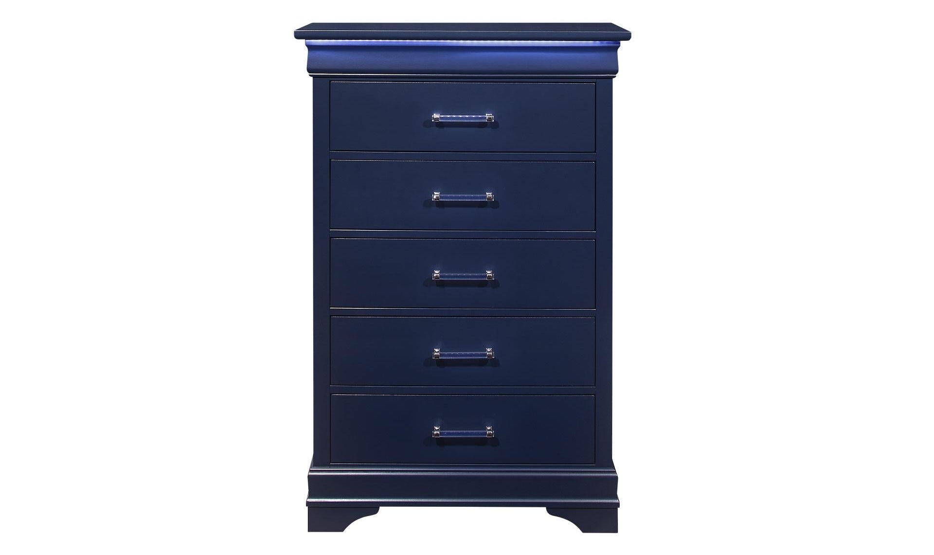 CharlieBrown　158cm〜175cm　紺　ネイビー Buy Global Furniture Charlie 5-Drawer Chest with LED Light Accents