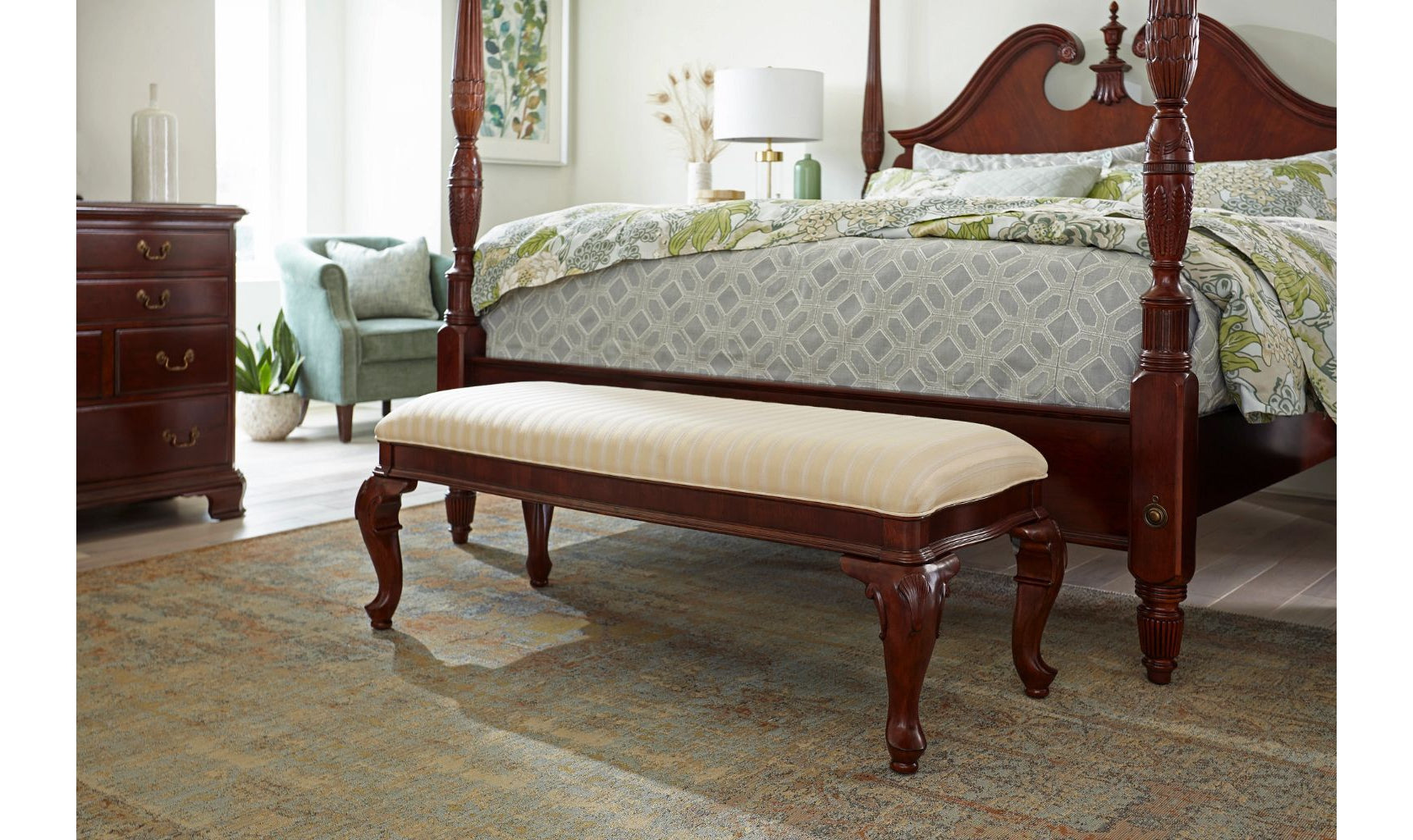 Upholstered Bench Cherry Wood Bed Bench Long Bench With Solid Wood
