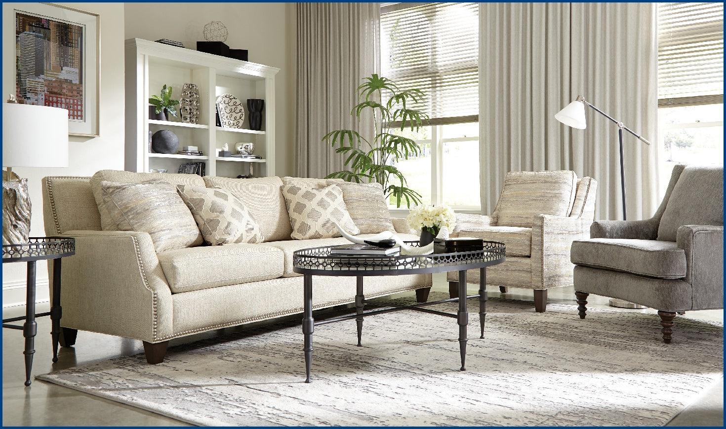 Buy Craftmaster Cici 3-Seater White Fabric Stationary Sofa Online