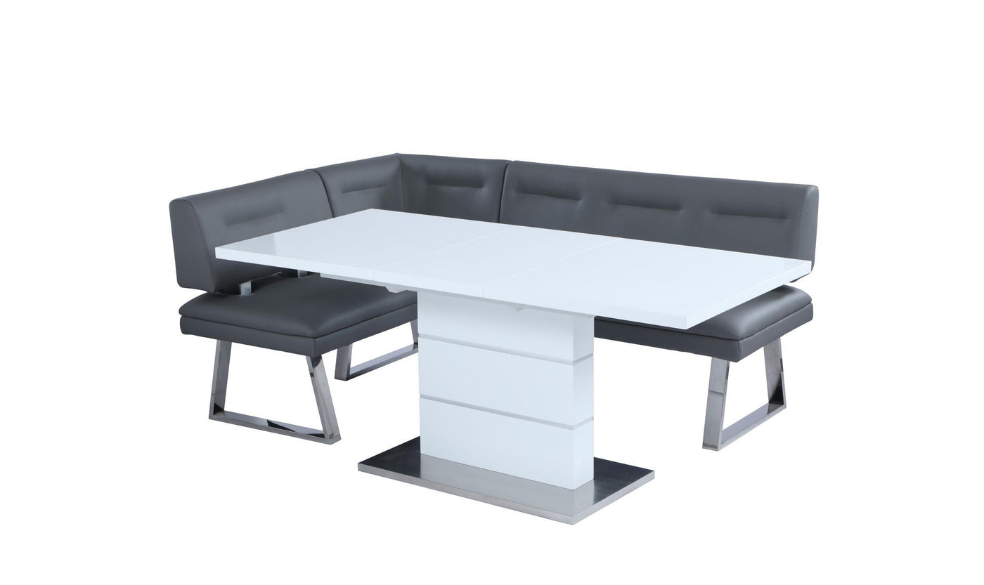 Contemporary Dining Set With Extendable White Table-Dining Tables-Jennifer Furniture