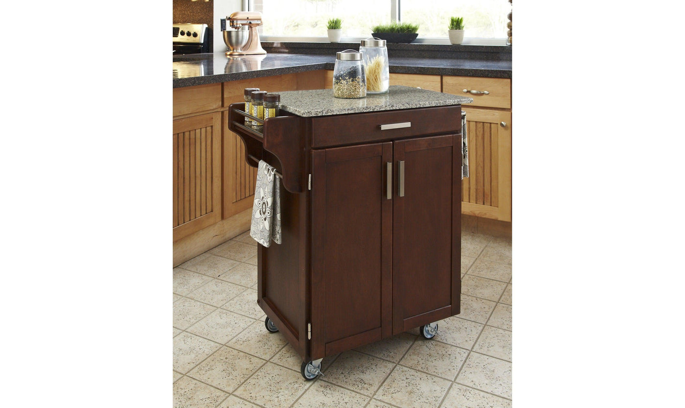 Homestyles Cuisine Kitchen Cart, Cherry, Granite Top