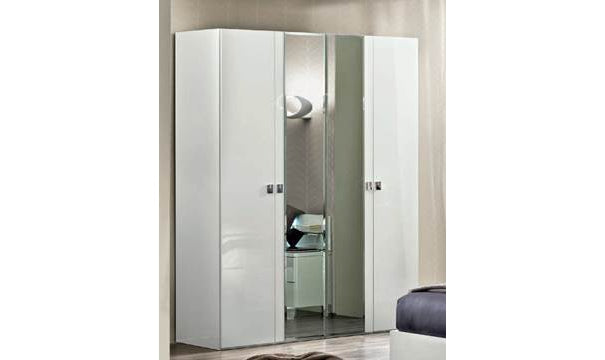 Dama Bianca 4-Doors Wardrobe with Mirror-Wardrobes-Jennifer Furniture