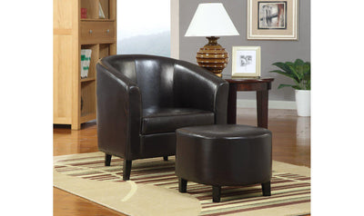 DARK BROWN ACCENT CHAIR/OTTOMAN-Accent Chairs-Jennifer Furniture