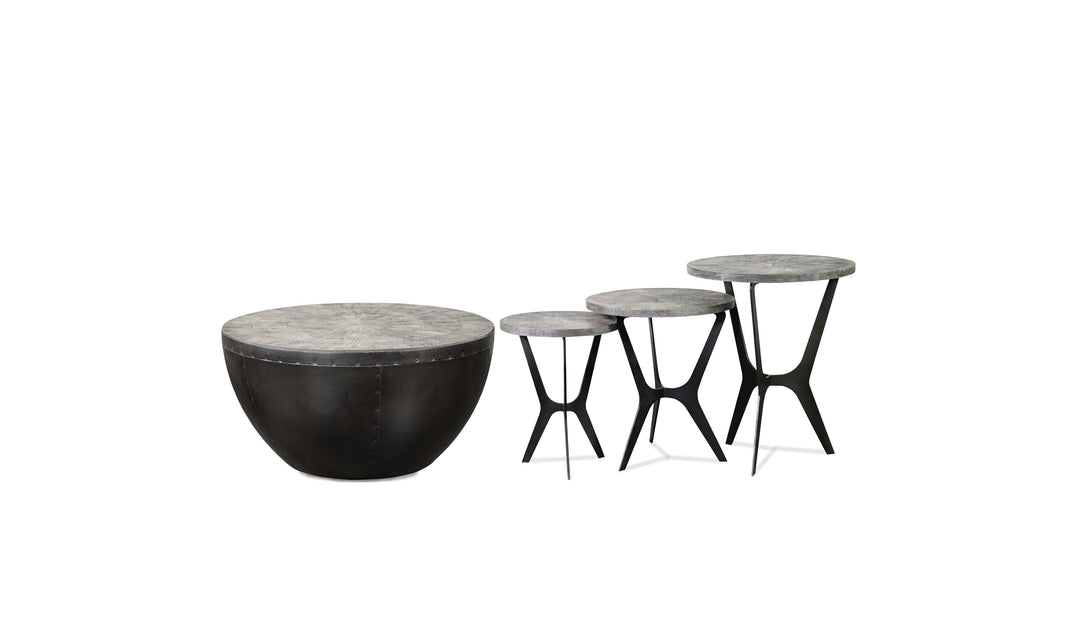Drake Round Drum Cocktail Table-Coffee Tables-Jennifer Furniture